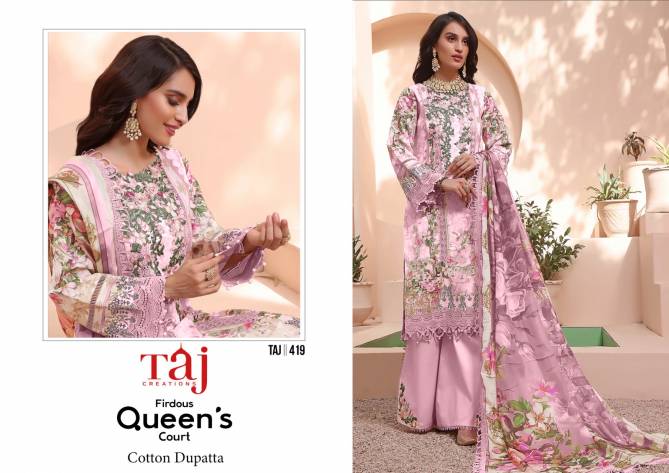 Taj 419 And 423 Cotton Pakistani Suits Wholesale Market In Surat With Price
